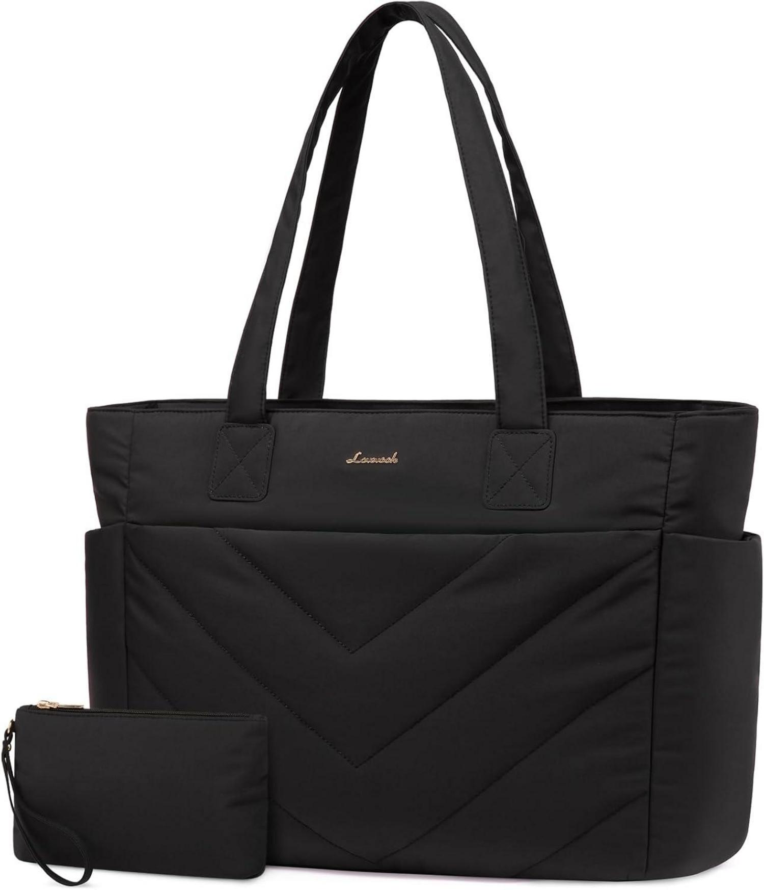 Schwarze LOVEVOOK Laptoptasche Damen 17,3 Zoll Shopper Handtasche