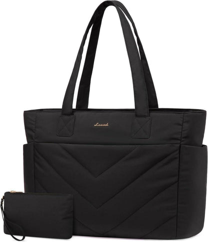 Schwarze LOVEVOOK Laptoptasche Damen 17,3 Zoll Shopper Handtasche