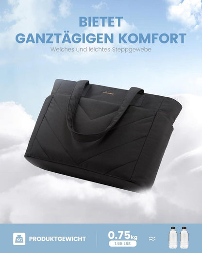 Schwarze LOVEVOOK Laptoptasche Damen 17,3 Zoll Shopper Handtasche