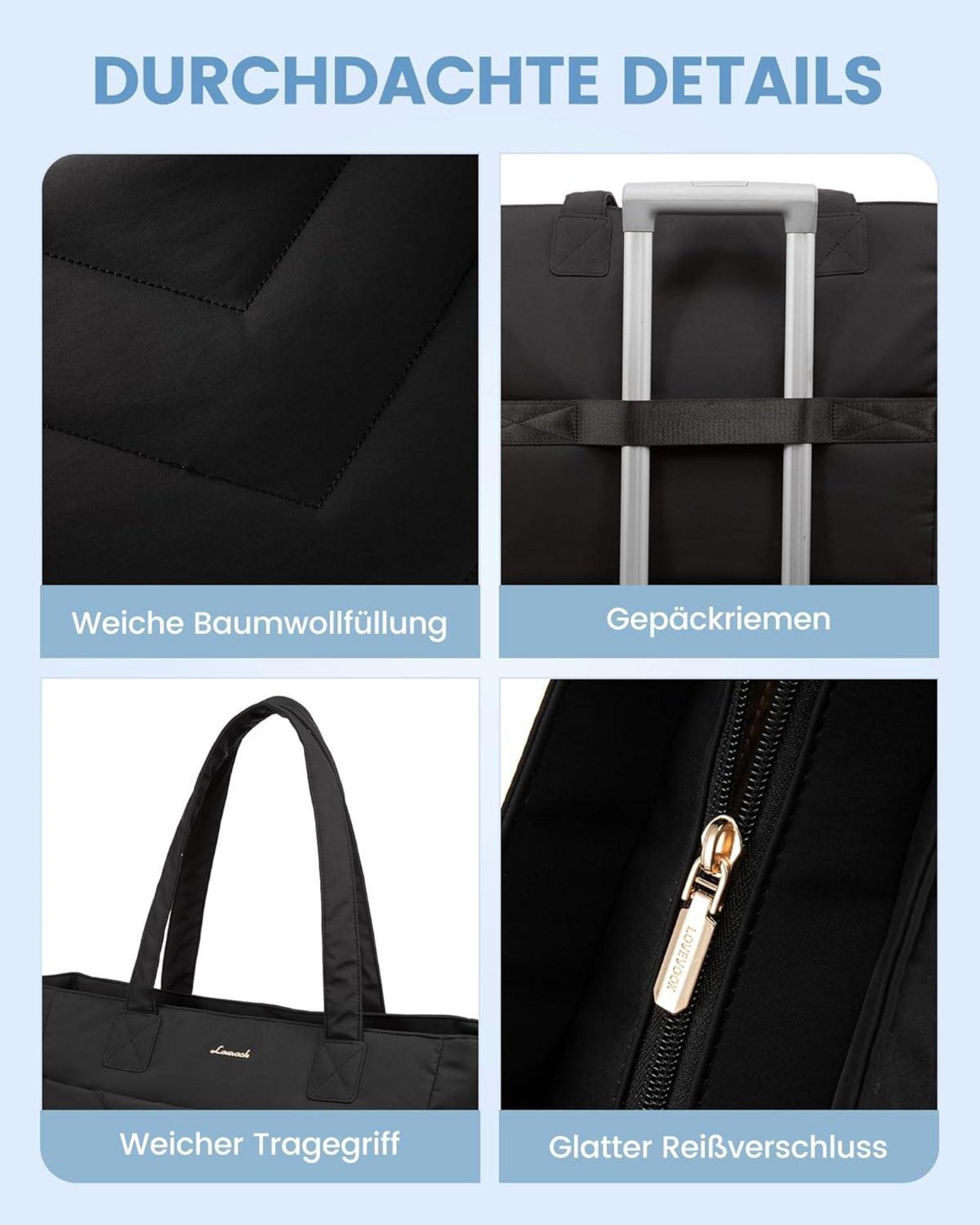 Schwarze Laptoptasche Damen 17,3 Zoll Handtasche Groß Arbeit Uni