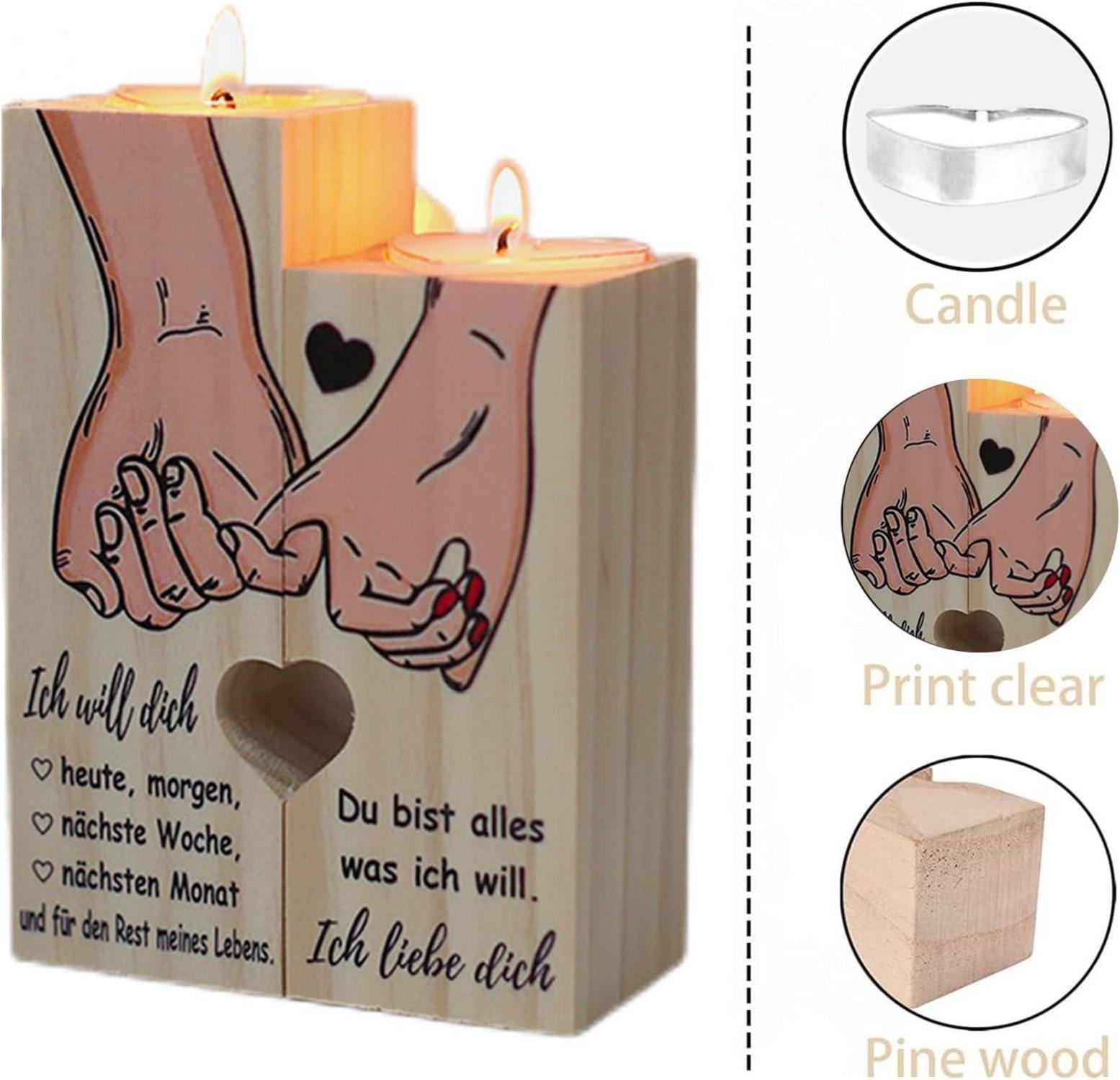 Herzform Teelichthalter Holz Kerzenständer Geschenk romantisch