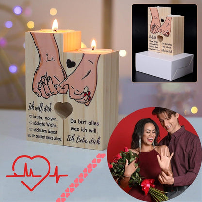 Kerzenständer Herzform Holz Teelichthalter Jahrestag Hochzeit Weihnachten Geschenk