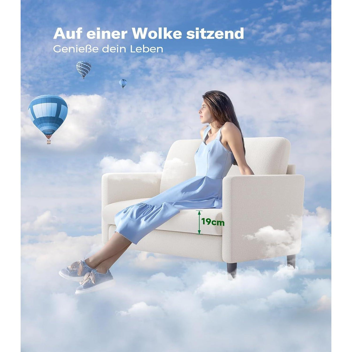 Kleines 2-Sitzer Sofa 130cm – Gemütliche Mini Couch für Wohnzimmer