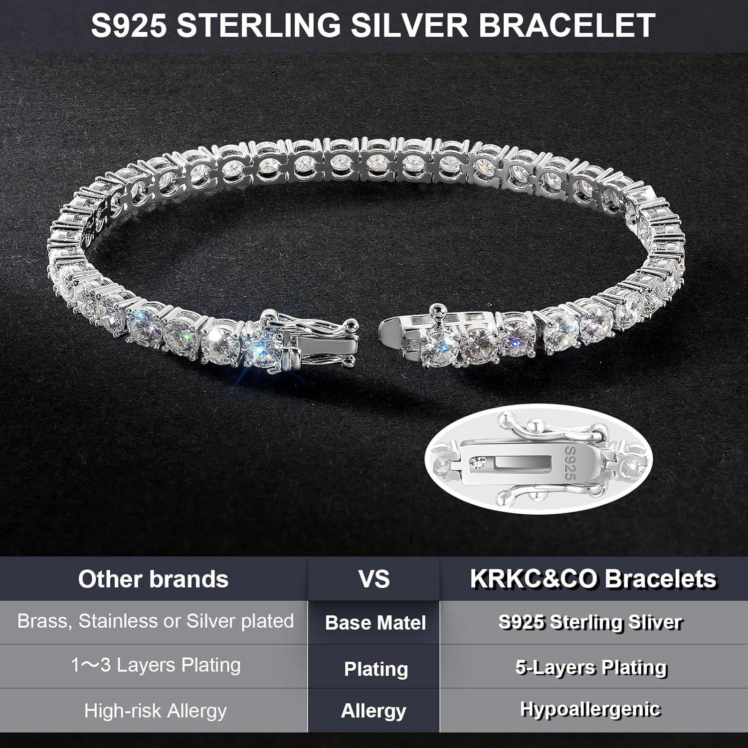 Moissanite Tennisarmband Silber 925 Damen 4mm 13,5 Karat VVS1 D Farbe