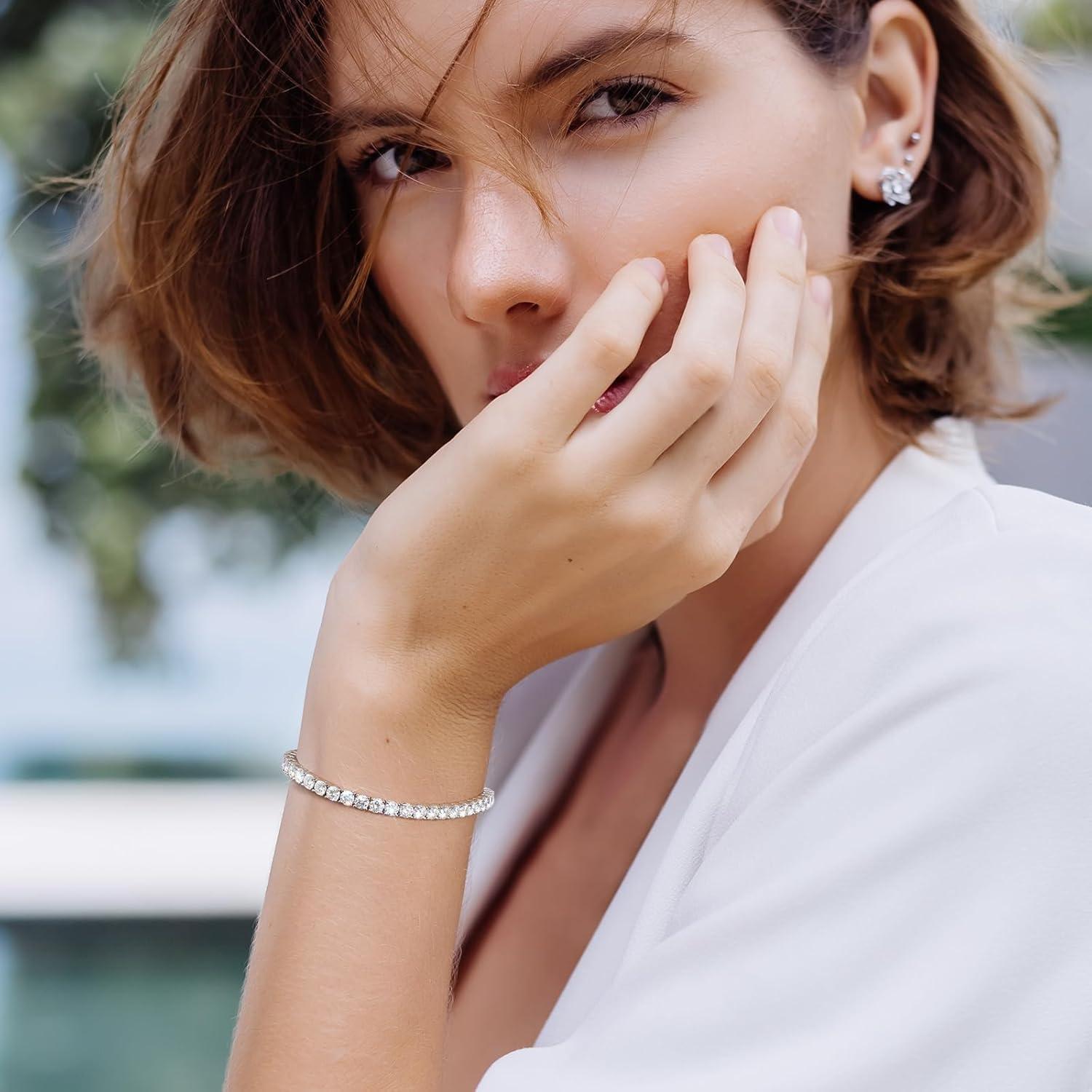 Moissanite Tennisarmband Silber 925 für Damen 13,5 Karat VVS1 D-Farbe