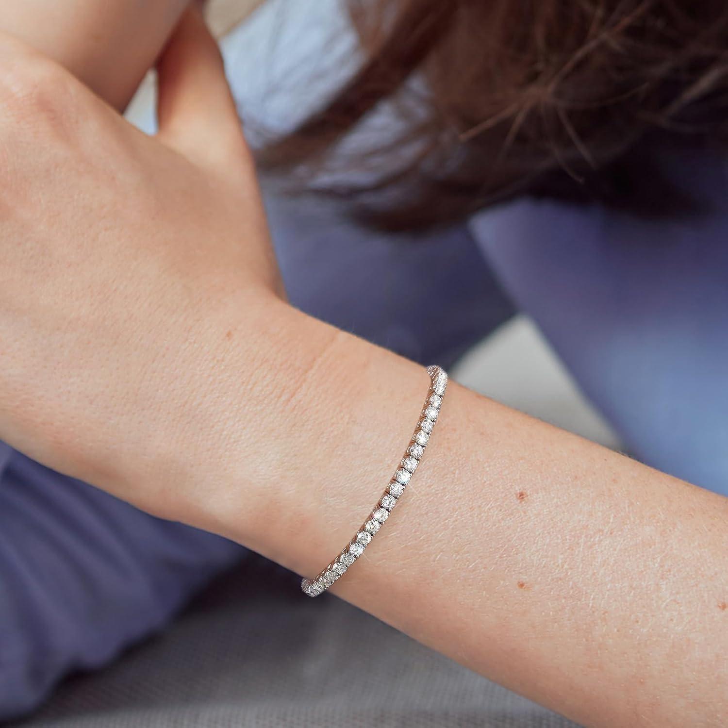 Moissanite Damen Tennisarmband Silber 925 5,7 Karat VVS1 D Farbe 17,8cm 3mm