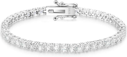 Karat VVS1 D Moissanit Tennisarmband Silber 925 4 mm - 12,6 ct