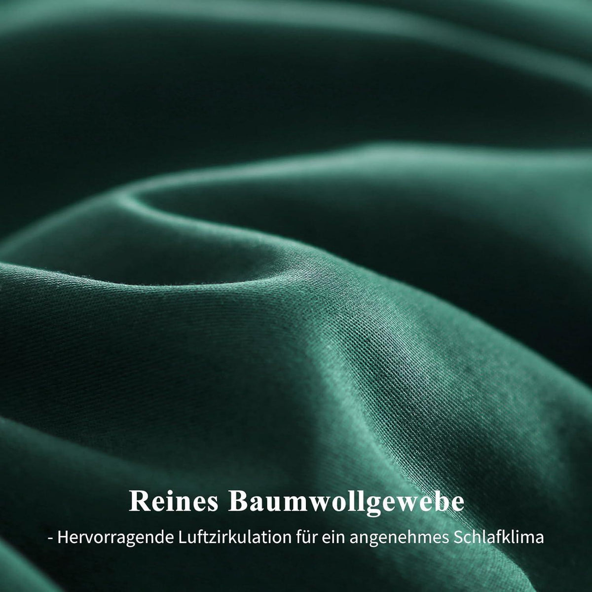 Bettwäsche-Set Baumwolle 200x220 Dunkelgrün mit 2 Kissenbezügen 80x80