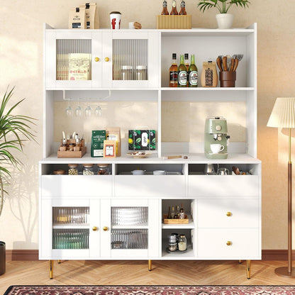 Restaurant Hochschrank mit Weinglasregal & Glastür (145x39x171cm)