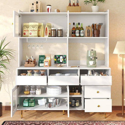 Restaurant Hochschrank mit Weinglasregal & Glastür (145x39x171cm)