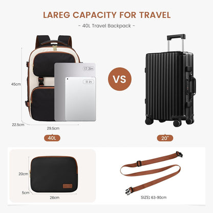 Travel Backpack 40L Carry On Cabin Luggage Bag 17.3 Inch Laptop Duffle Bag