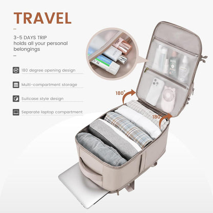 Travel Laptop Rucksack Handgepäck 40L Wasserdicht 17.3 Zoll Carry On Cabin Bag