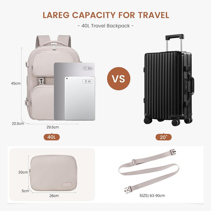 Travel Laptop Rucksack Handgepäck 40L Wasserdicht 17.3 Zoll Carry On Cabin Bag