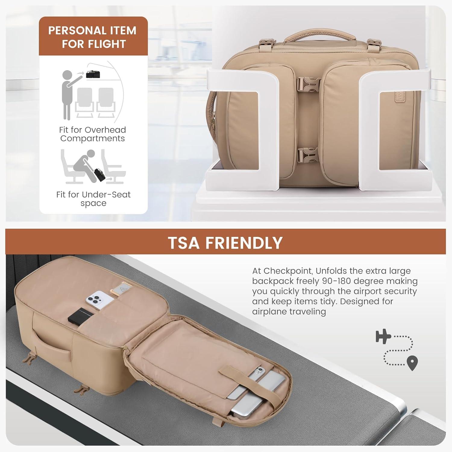 Handgepäck Rucksack 40L Damen 17.3 Zoll Laptop Wasserdicht Duffle Bag