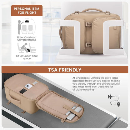 Handgepäck Rucksack 40L Damen 17.3 Zoll Laptop Wasserdicht Duffle Bag