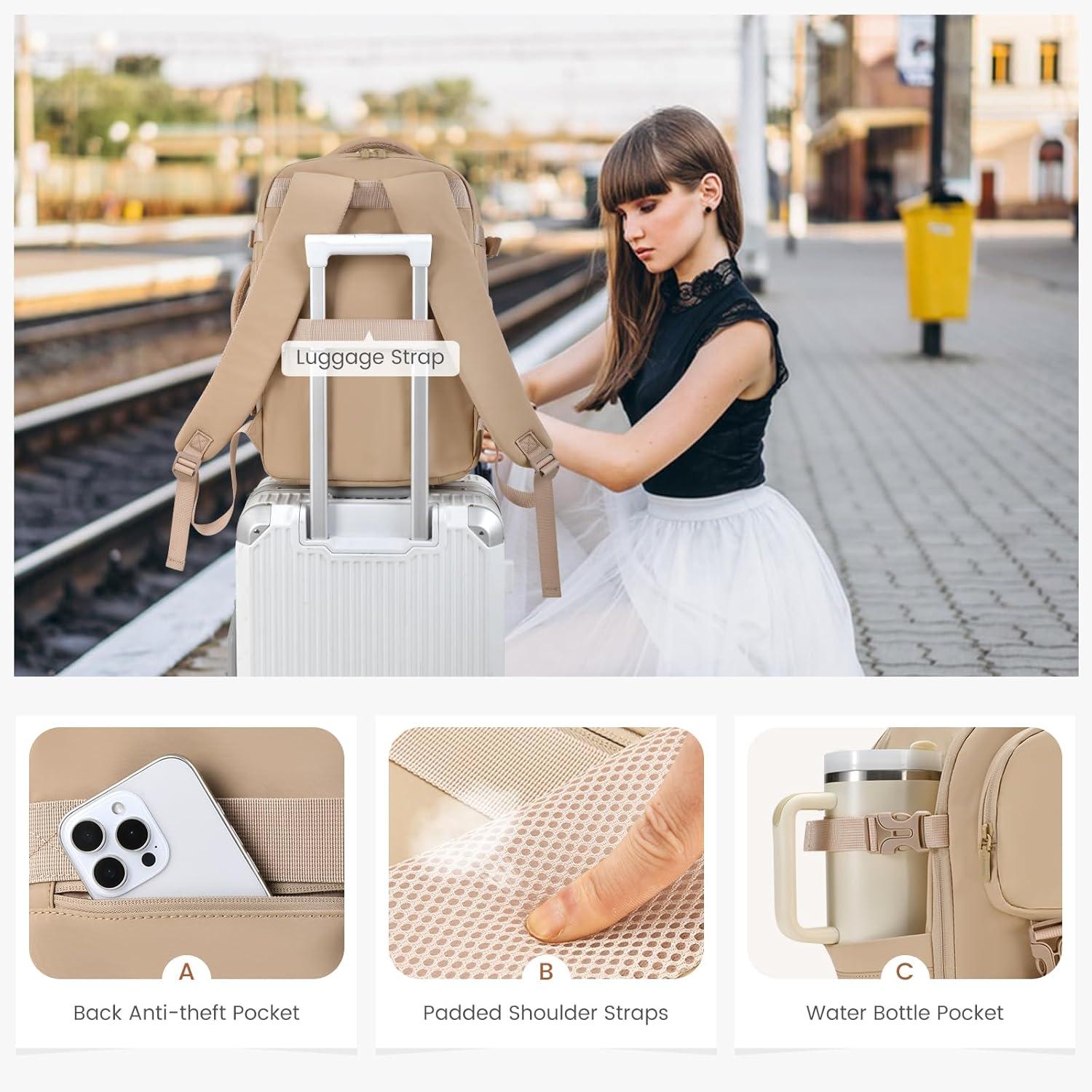 Rucksack Handgepäck 40L Reiserucksack Damen Groß 17.3 Zoll Laptop