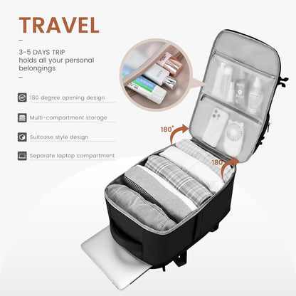 Handgepäck Rucksack 40L Flugzeug Reiserucksack 17.3 Zoll Laptop Urlaub Business