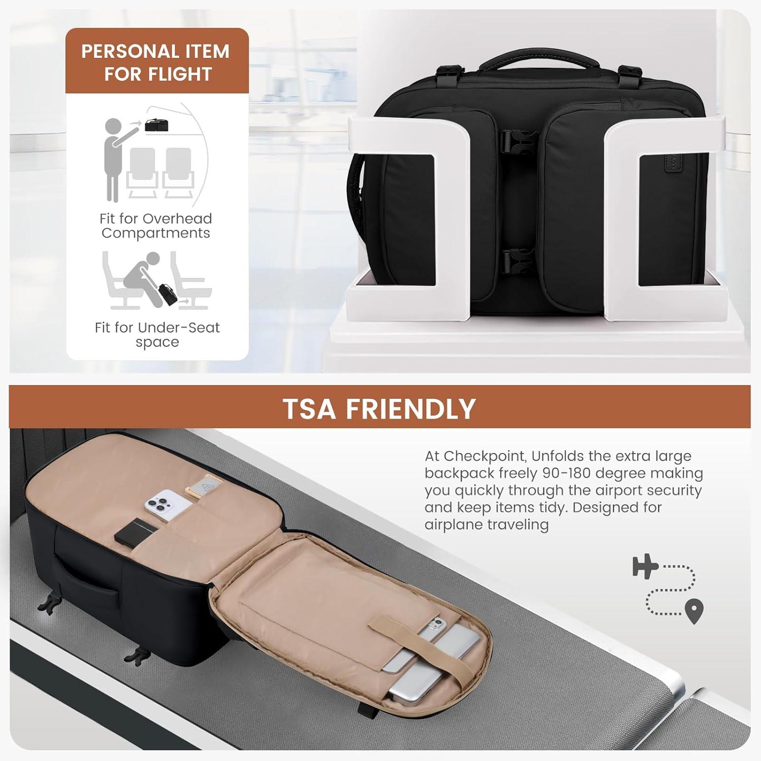 Handgepäck Rucksack 40L Reiserucksack 17.3 Zoll Laptop Travel Backpack