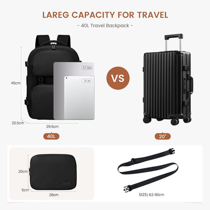 Handgepäck Rucksack 40L Flugzeug Reiserucksack 17.3 Zoll Laptop Urlaub Business