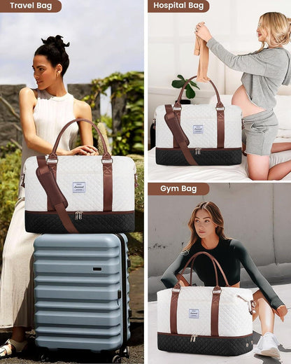 LOVEVOOK Reisetasche Handgepäck Damen Sporttasche mit Schuhfach für Flugzeug Kliniktasche Wickeltasche