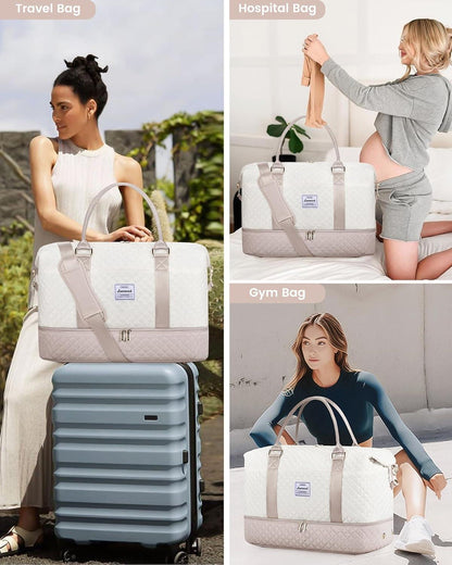 LOVEVOOK Damen Reisetasche Sporttasche mit Schuhfach groß Handgepäck für Flugzeug Strand Sauna Gym Camping