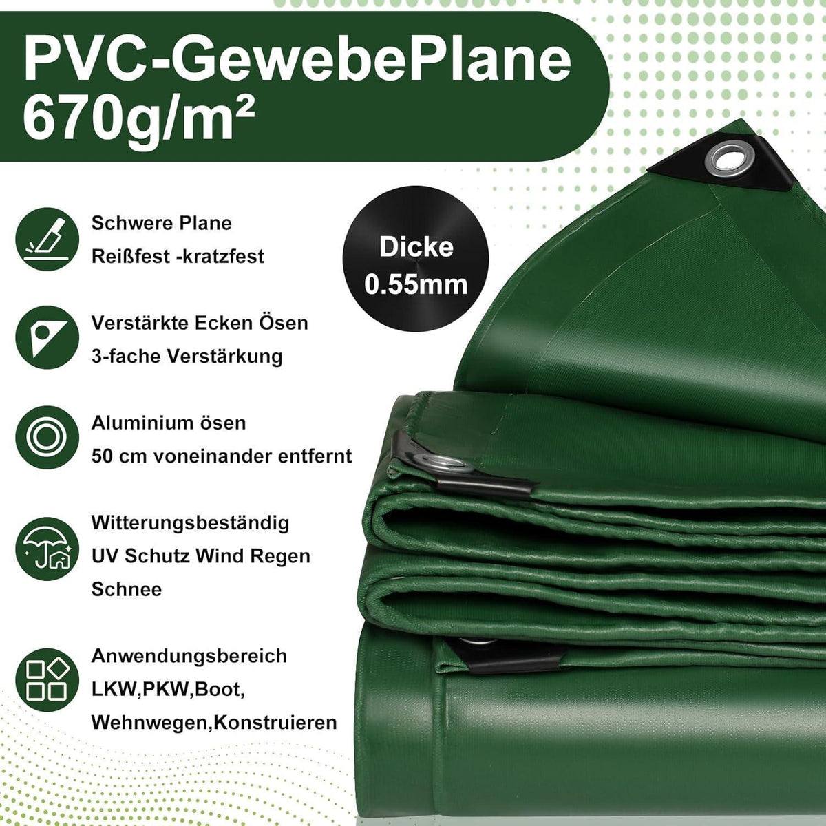 LKW Abdeckplane 4x6m | Premium PVC Plane mit Ösen – Wasserdicht & Reißfest
