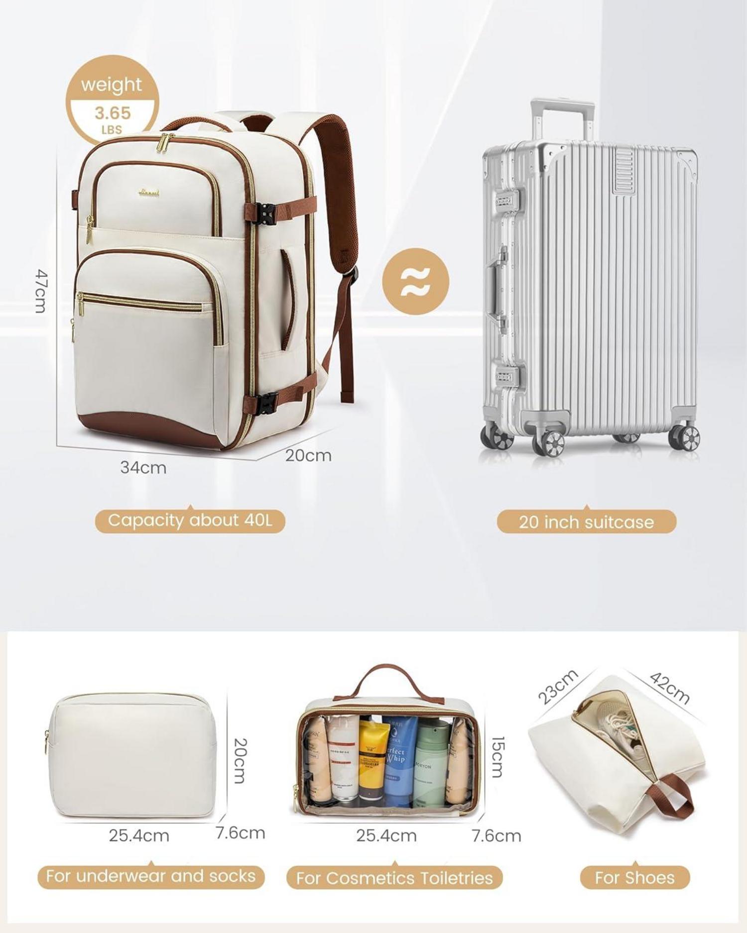 Handgepäck Rucksack 40L 17 Zoll Laptop Travel Backpack Business Weekend