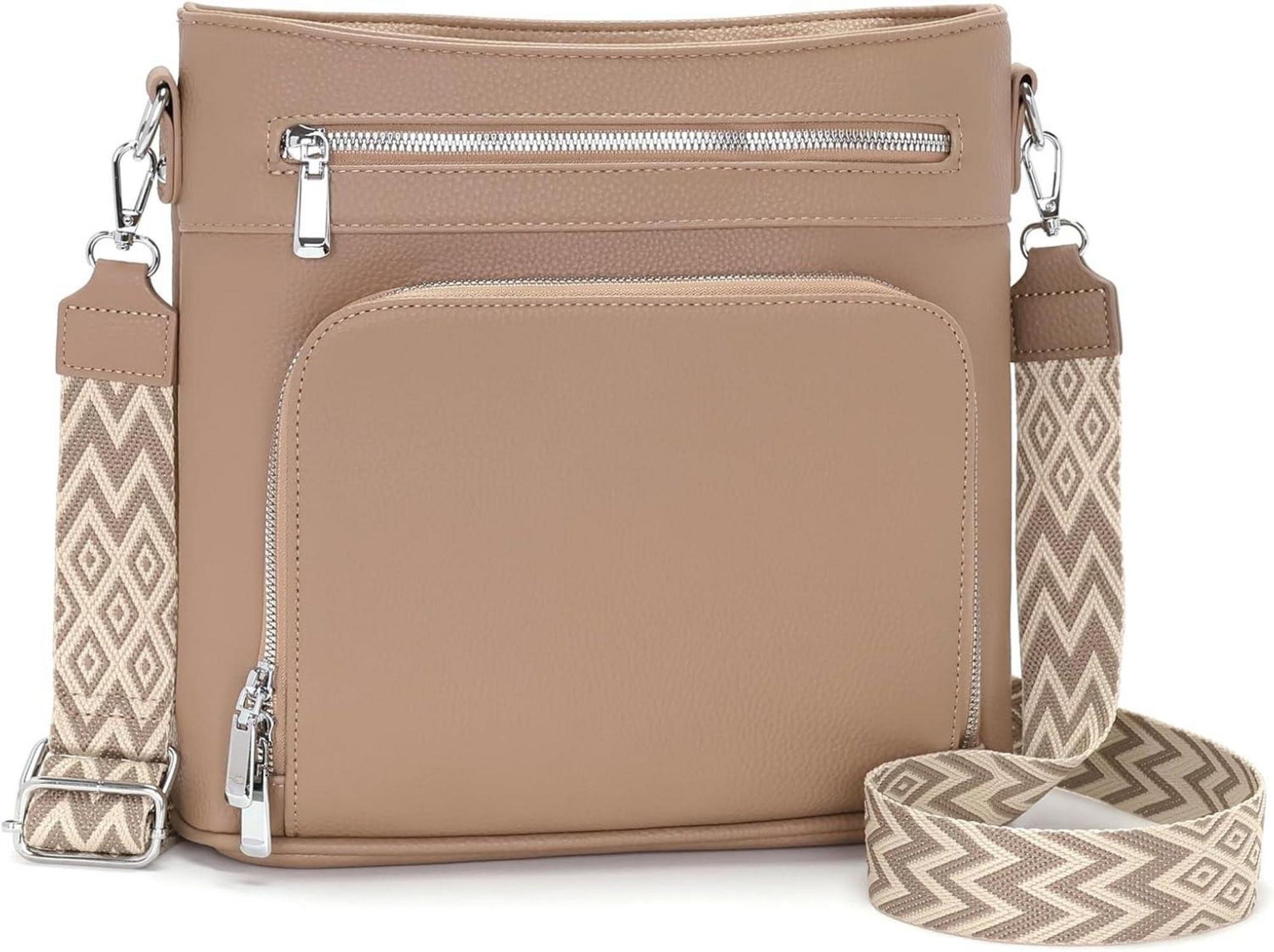 Handtasche Damen Mittelgroß Umhängetasche Vegan Leder Crossbody Khaki