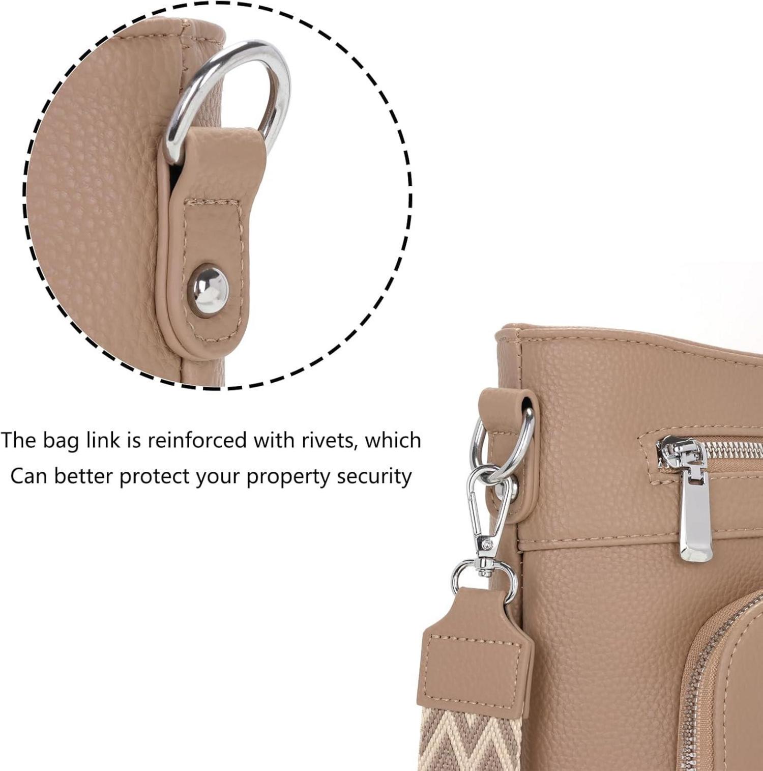 Damen Handtasche Umhängetasche Vegan Leder Crossbody Khaki