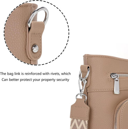 Damen Handtasche Umhängetasche Vegan Leder Crossbody Khaki
