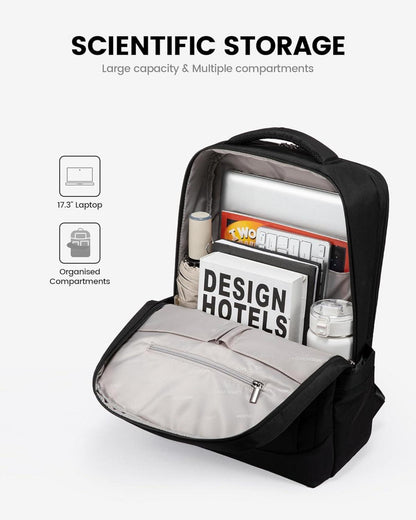 Herren Rucksack 17 Zoll Laptoptasche Business Arbeitstasche Wasserdicht - Schwarz