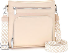 Große Damen Umhängetasche Vegan Leder Beige mit Geldbörse