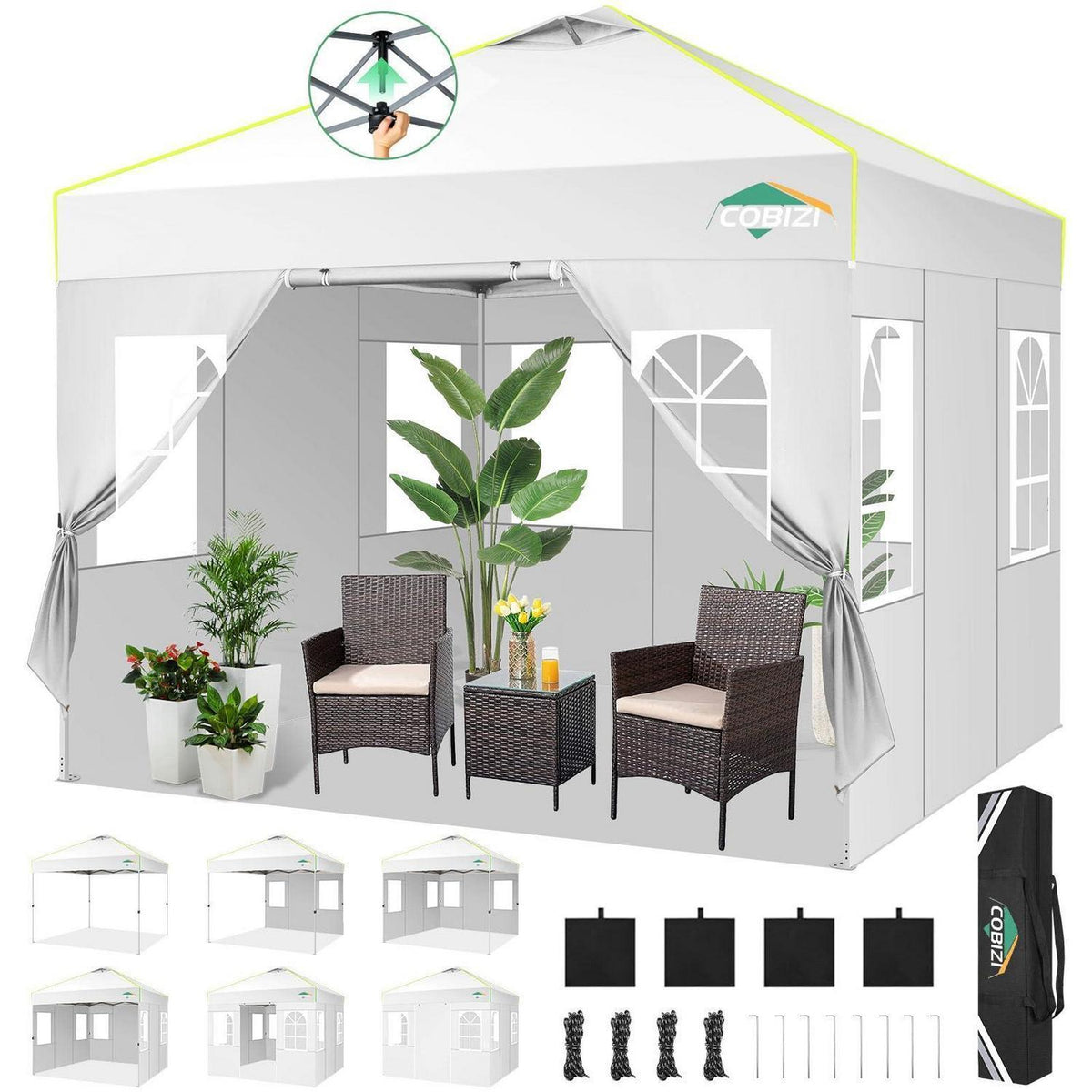 3x3 Faltpavillon wasserdicht mit Seitenwänden & UV-Schutz