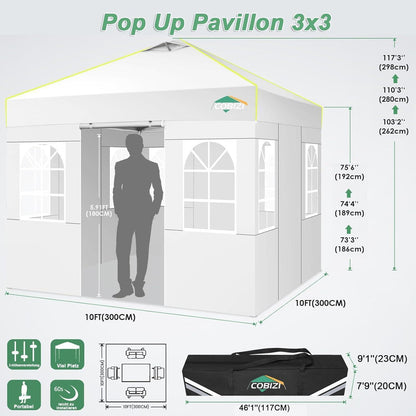 3x3 Faltpavillon wasserdicht mit Seitenwänden & UV-Schutz