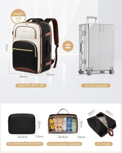 Handgepäck Rucksack 40L Damen Herren 17 Zoll Laptop Reise Backpack
