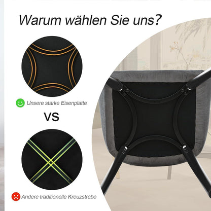 Esszimmerstühle Samt 6er Set mit Armlehne Dunkelgrau