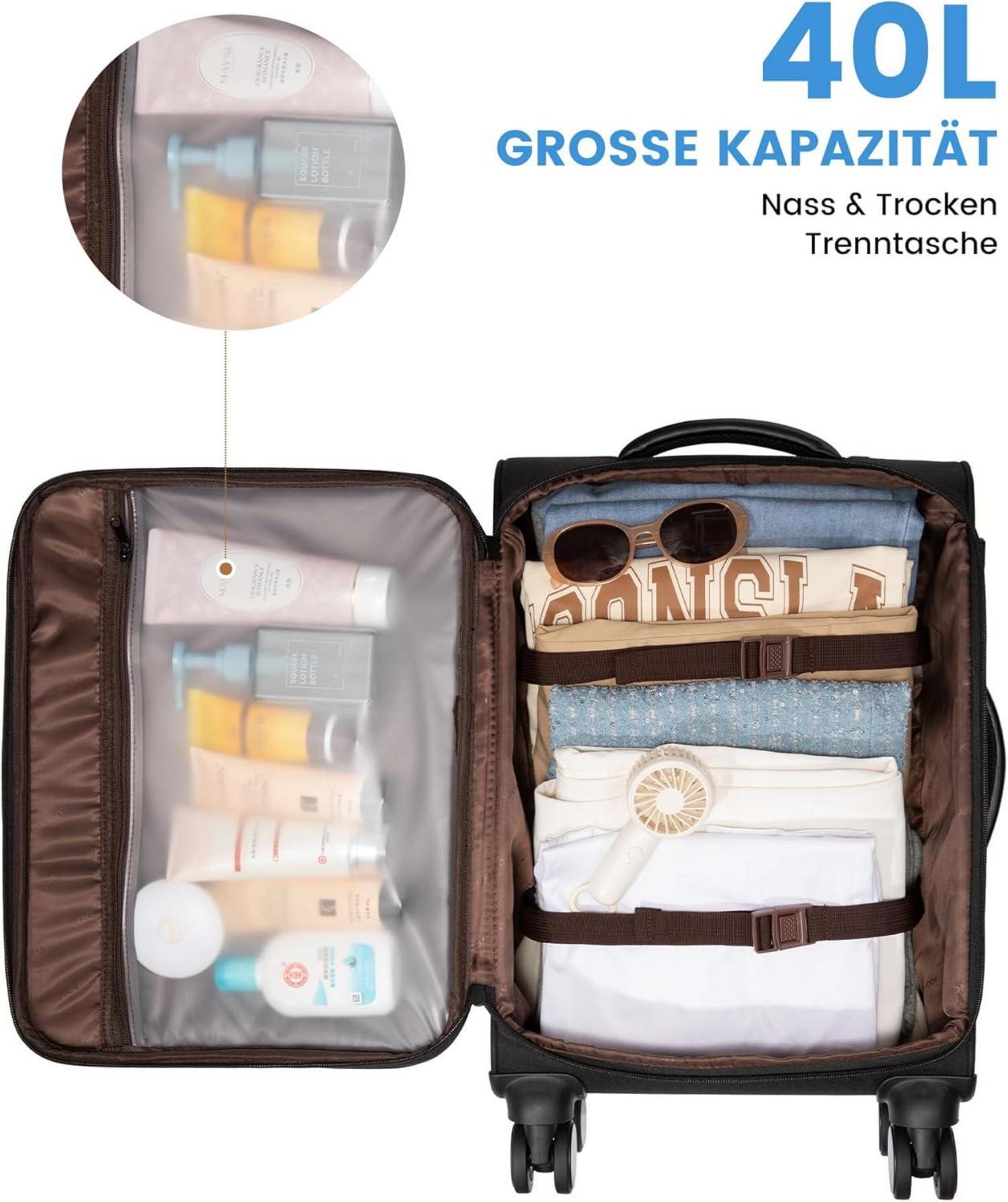 Kabinenkoffer Handgepäck Trolley 55 cm mit TSA-Schloss 45L