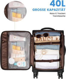 Kabinenkoffer Handgepäck Trolley 55 cm mit TSA-Schloss 45L