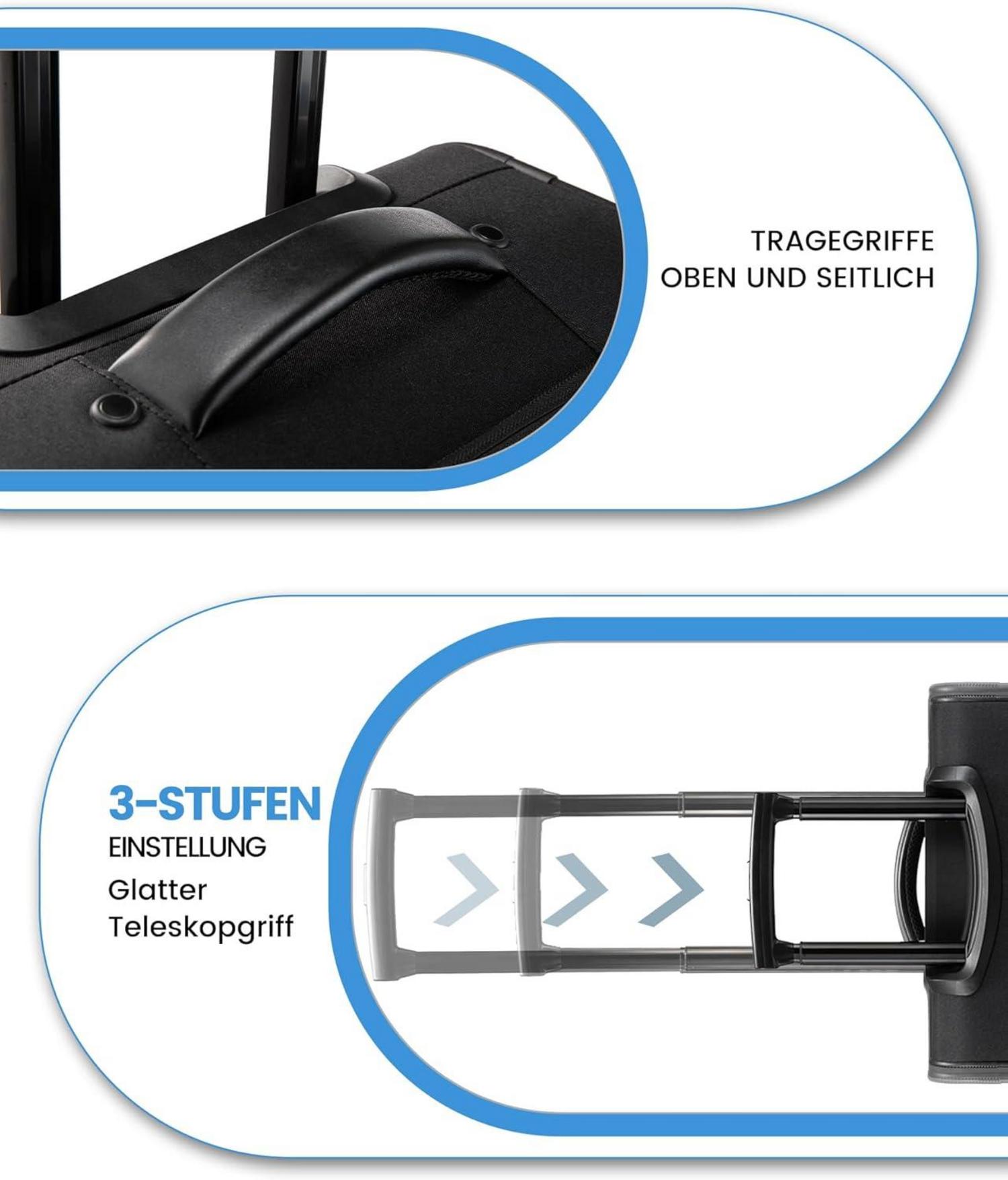 Handgepäck Koffer 4 Rollen 55 cm, 45L TSA-Schloss Laptopfach