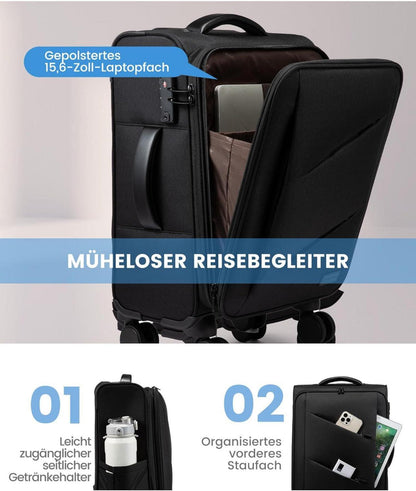 Trolley Handgepäck Koffer Leicht Rollkoffer TSA-Schloss 4 Rollen 15.6