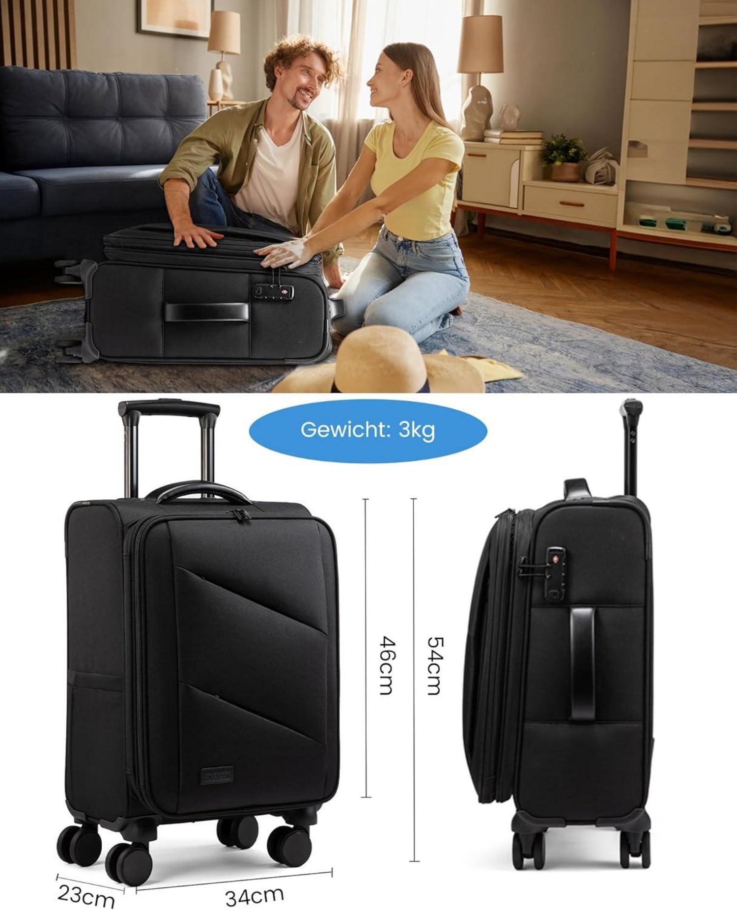 Handgepäck Koffer 55cm Leicht Rollkoffer TSA-Schloss 45L