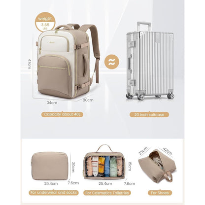 Handgepäck Rucksack 40L Damen Herren 17 Zoll Travel Backpack