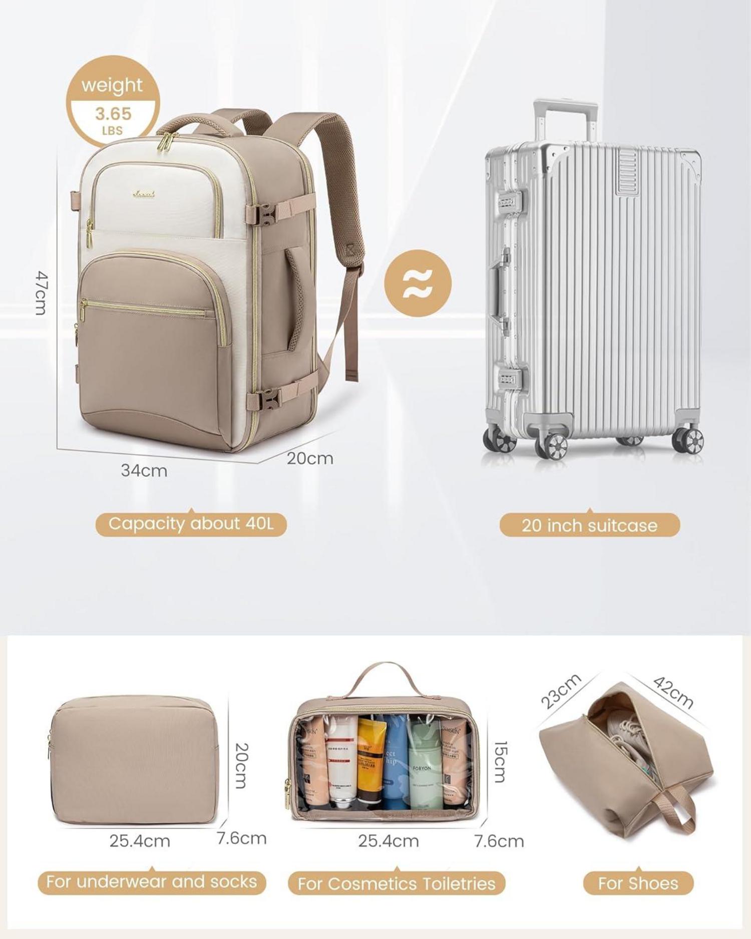 Handgepäck Rucksack 40L Damen Herren Reiserucksack 17 Zoll Cabin Bag