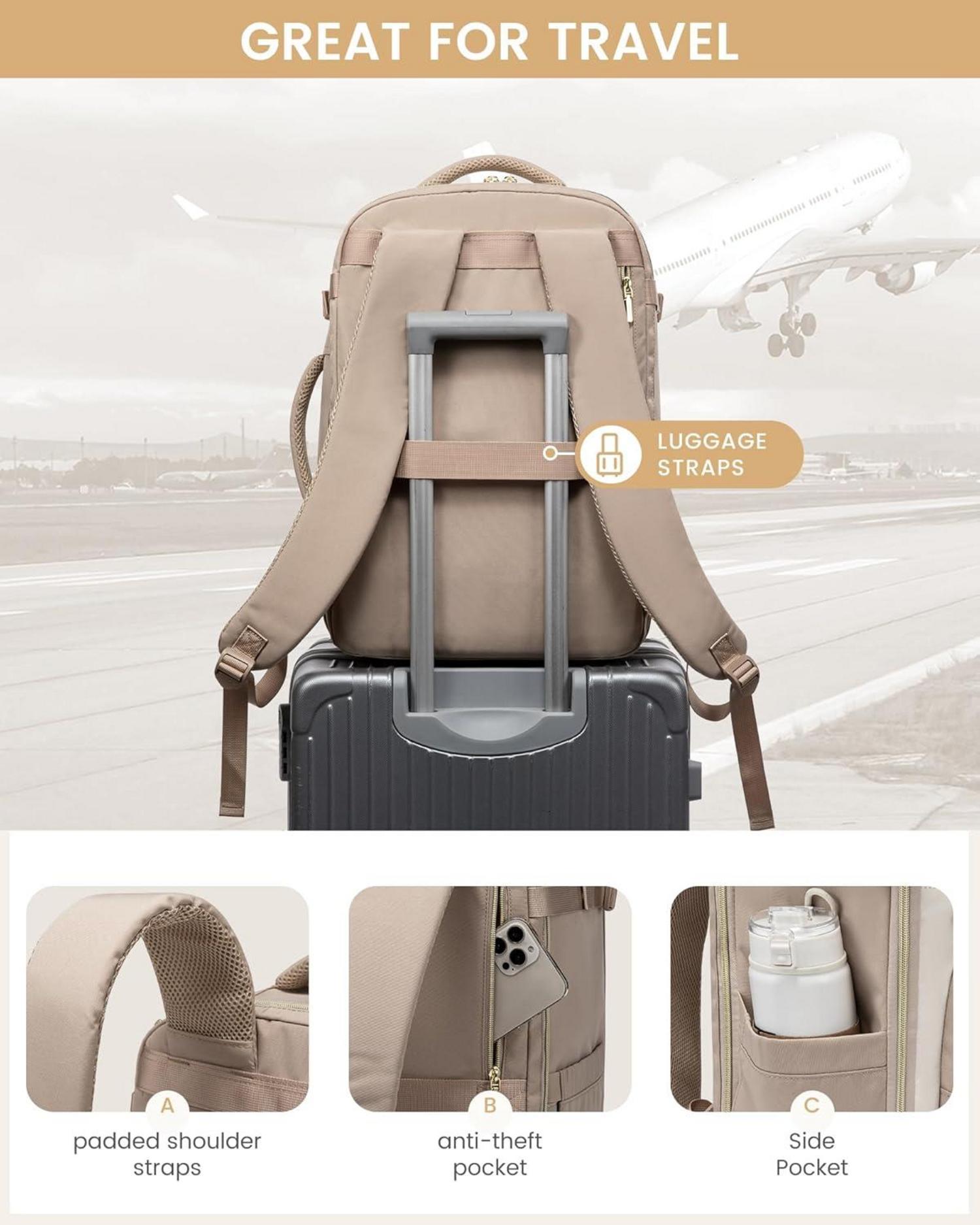 Handgepäck Rucksack 40L Flugzeug Reiserucksack Damen Herren 17 Zoll