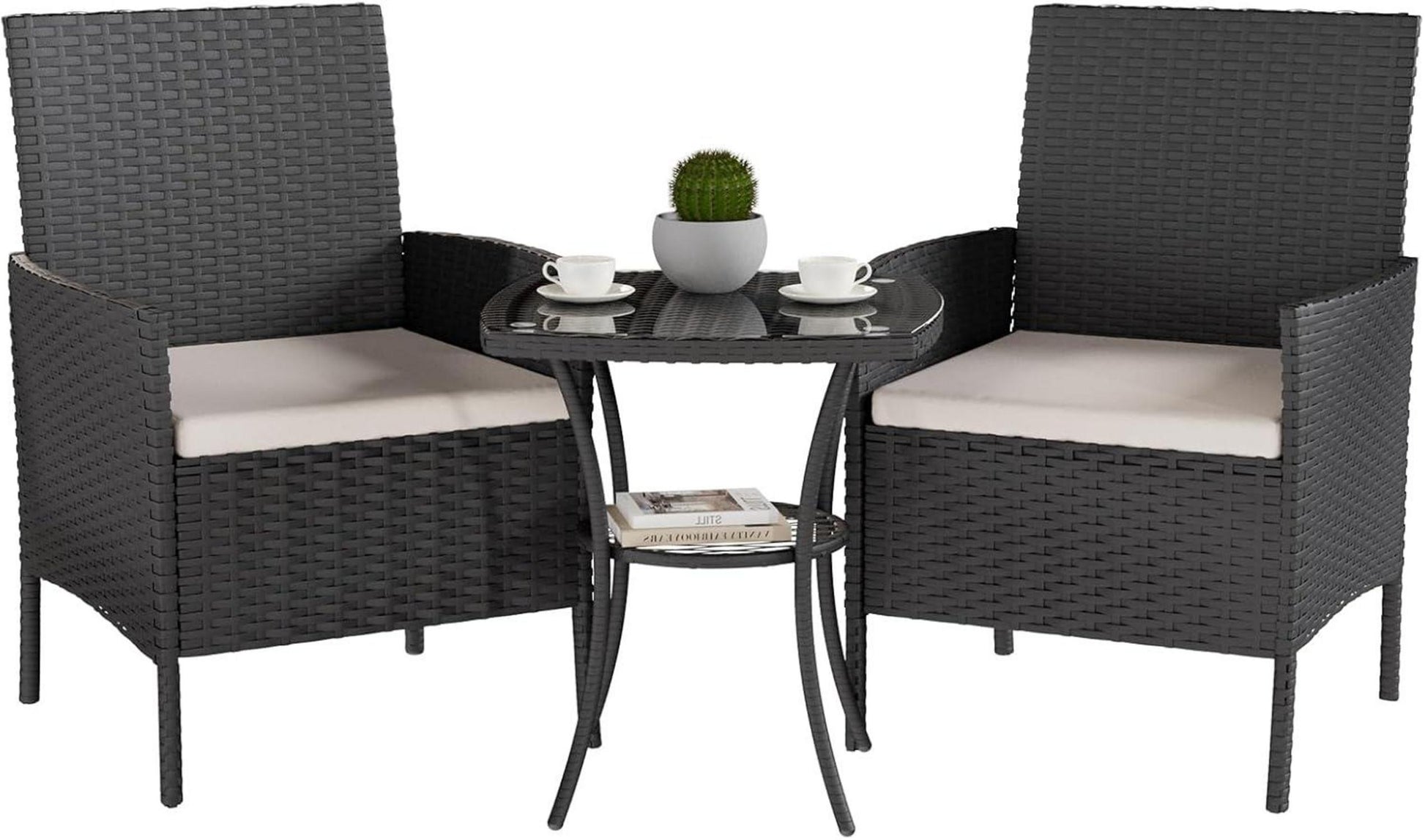 Gartenmöbel-Set 3-Teilige Lounge Balkonmöbel mit Gartentisch und
