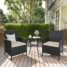 UDPATIO Gartenmöbel Set 3-teilig Schwarz Polyrattan Lounge