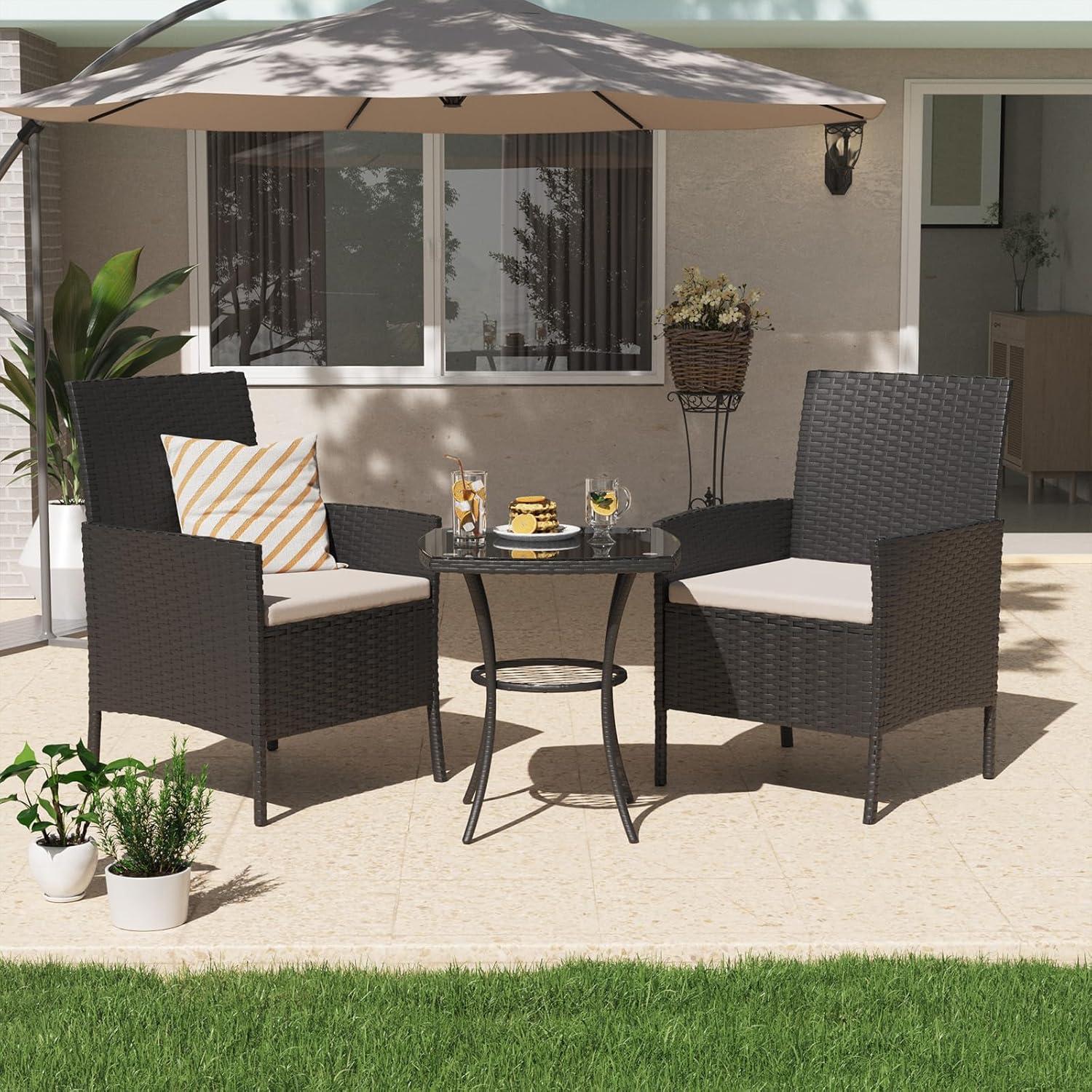 Gartenmöbel-Set 3-Teilige Lounge Balkonmöbel mit Gartentisch und
