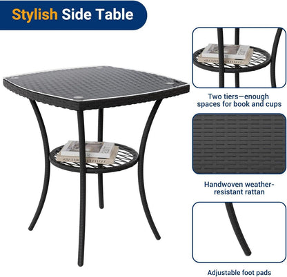 UDPATIO 3-Teiliges Gartenmöbel Set Schwarz Polyrattan Lounge