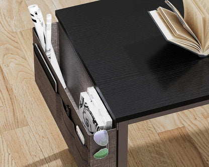 Schreibtisch Gaming Tisch Schwarz 100x48cm mit Steckdosen & Aufbewahrungstasche