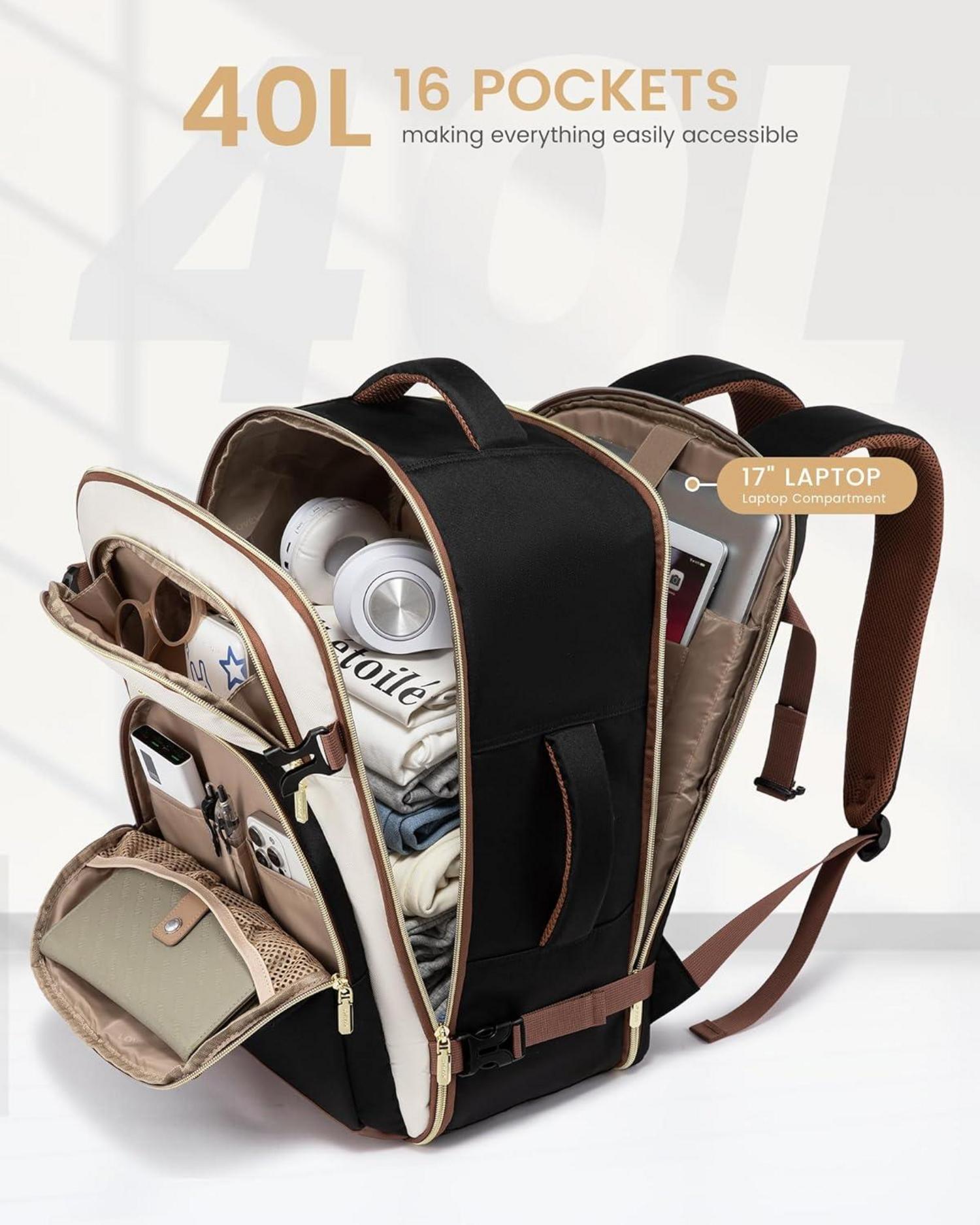 Handgepäck Rucksack Flugzeug 40L Reiserucksack Damen Herren 17 Zoll